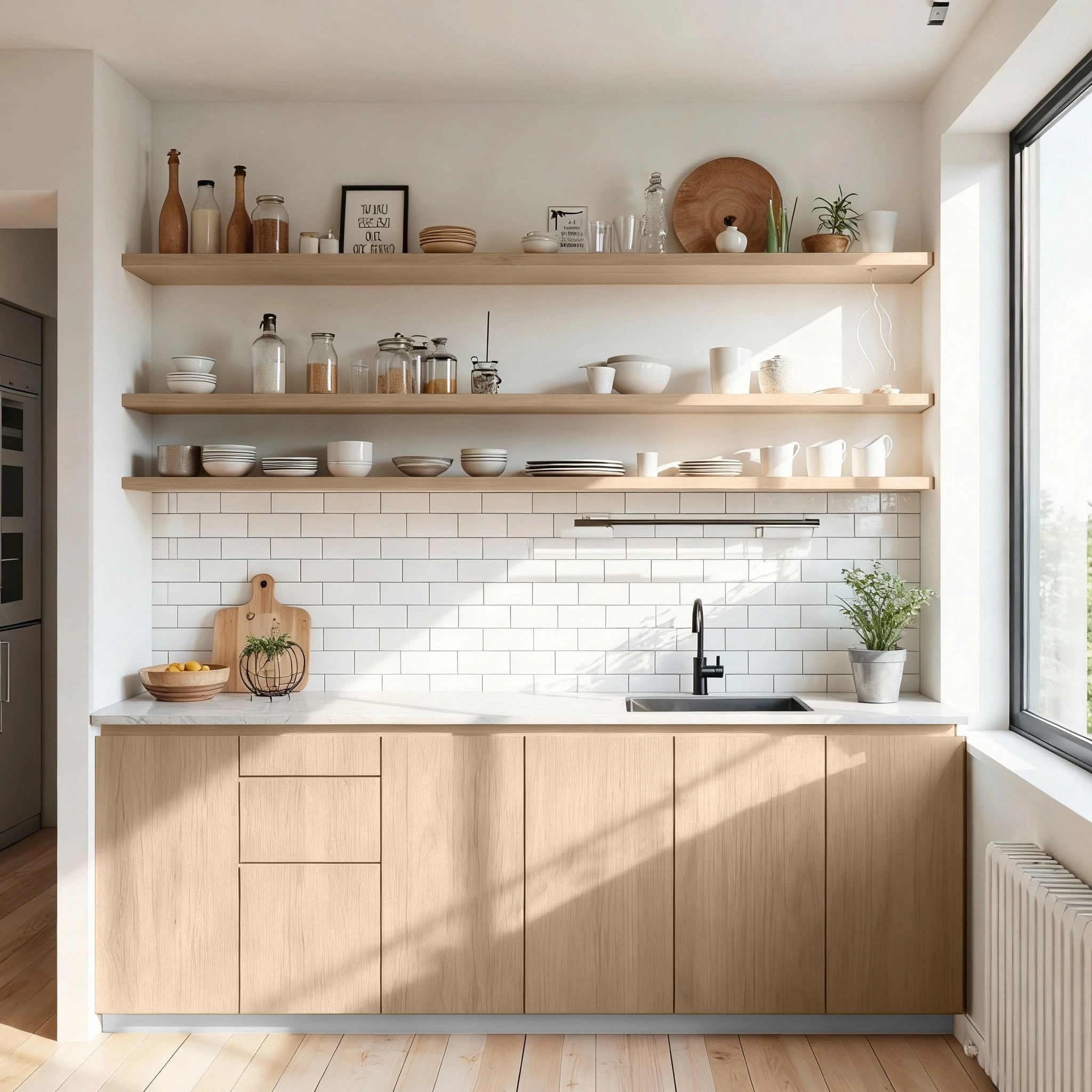 HOMZKIT11932-Biege مطبخ كامل مودرن ام دي اف بيج خشبي - 8 قطع - الصورة 1