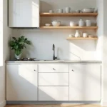 مطبخ كامل مودرن ام دي اف أبيض و بيج - 4 قطع