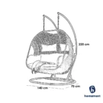 ⁦كرسي معلق زوجي راتان - أسود و رمادي⁩ - الصورة ⁦4⁩