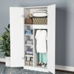 ⁦دولاب خشب إتحاد أوربي ضلفة أبيض - 80×40×176 سم⁩ - الصورة ⁦3⁩