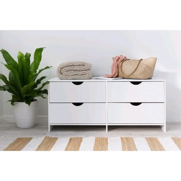 وحدة ادراج 4 ادراج ام دي اف ابيض - 50×100×35 سم